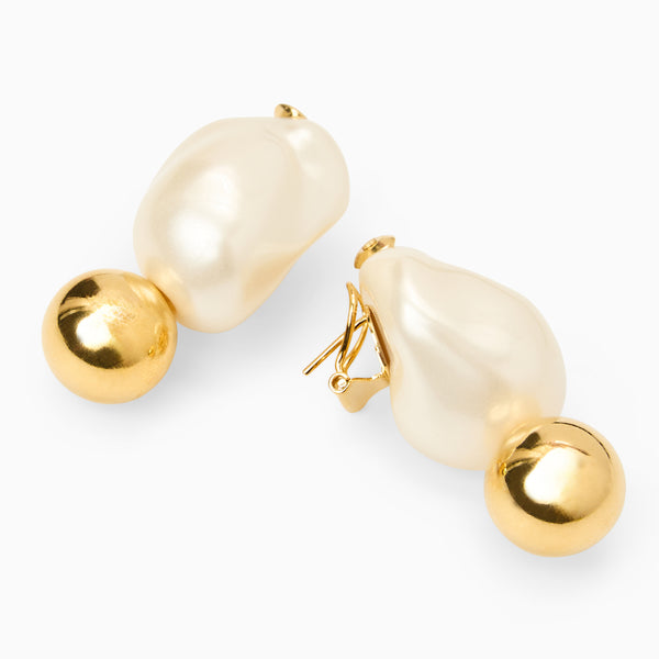 Jack Rogers Sophia Italian Gold Plated Earrings Pearl Gold
