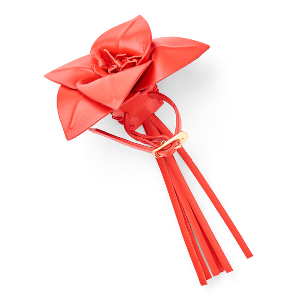 Jack Rogers Viale Flower Italian Leather Purse Charm Coral