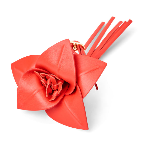 jack rogers Viale Flower Italian Leather Purse Charm Coral