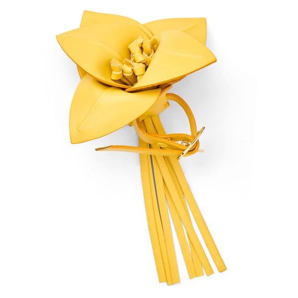 Jack Rogers Viale Flower Italian Leather Purse Charm Golden Yellow