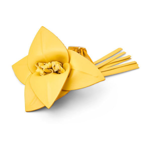 jack rogers Viale Flower Italian Leather Purse Charm Golden Yellow