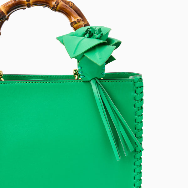 Jack Rogers Viale Flower Italian Leather Purse Charm Grass Green