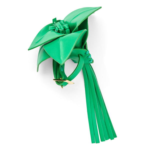 Jack Rogers Viale Flower Italian Leather Purse Charm Grass Green