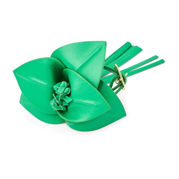 jack rogers Viale Flower Italian Leather Purse Charm Grass Green