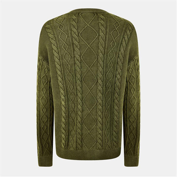 Jack Wills Acid Wash Cable Knit Jumper Leaf