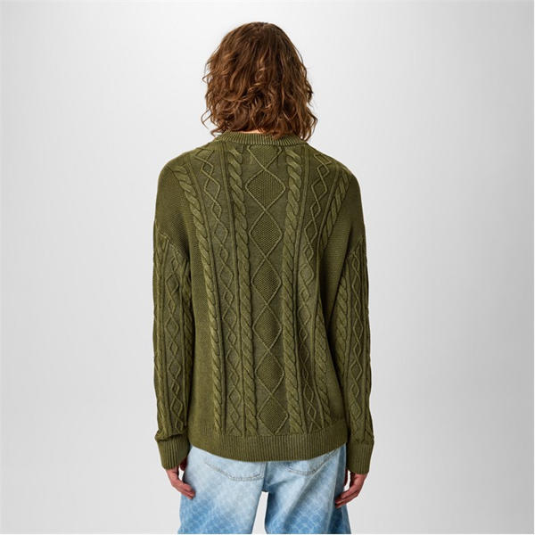 Jack Wills Acid Wash Cable Knit Jumper Leaf