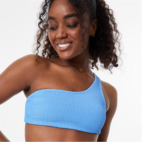 Jack Wills Asymmetric Crinkle Bikini Top Marina