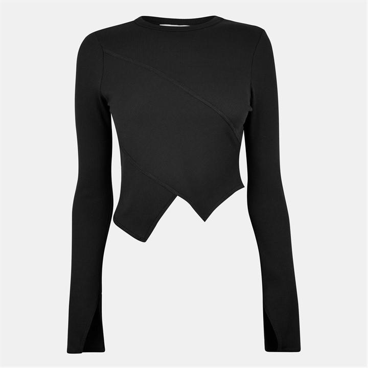 Jack Wills Asymmetric Rib Top Black
