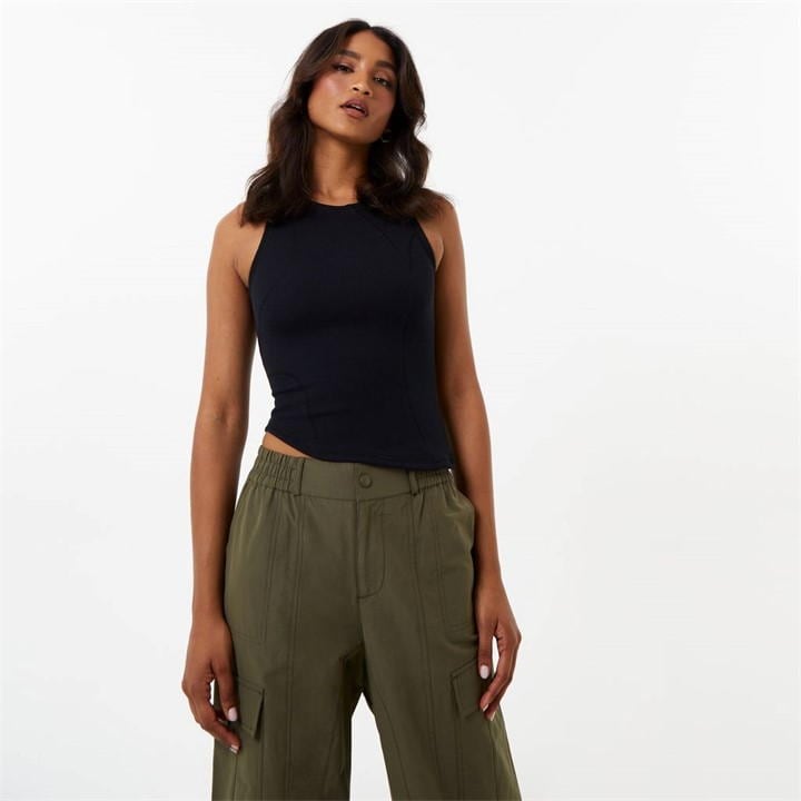 Jack Wills Asymmetric Seam Tank Top Black