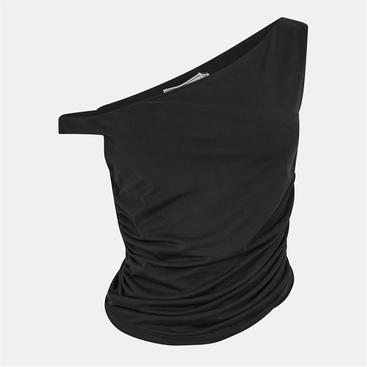Jack Wills Asymmetric Shoulder Top Black