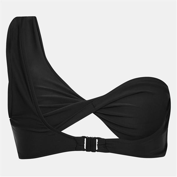 Jack Wills Asymmetric Twist Front Bikini Top Womens Black