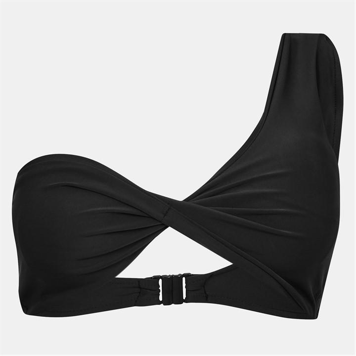 Jack Wills Asymmetric Twist Front Bikini Top Womens Black