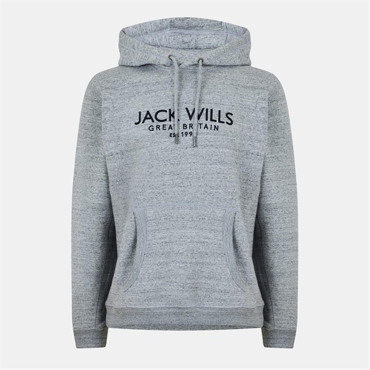 Jack Wills Batsford Logo Hoodie Mens Grey Marl