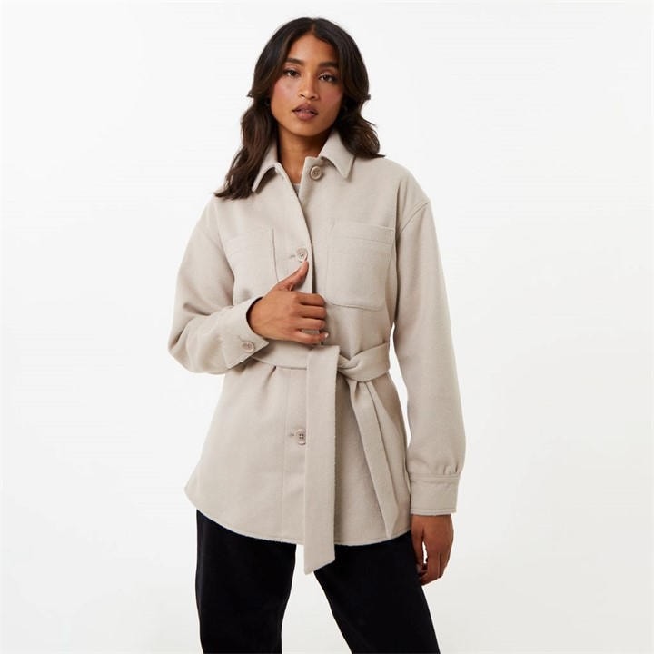 Jack Wills Belted Shacket Eggnog