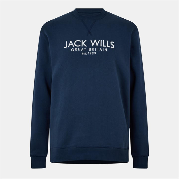 Jack Wills Belvue Logo Sweatshirt Mens Navy