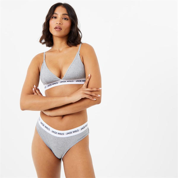 Jack Wills Biddstone Multipack Bralette 2 Pack Grey Marl