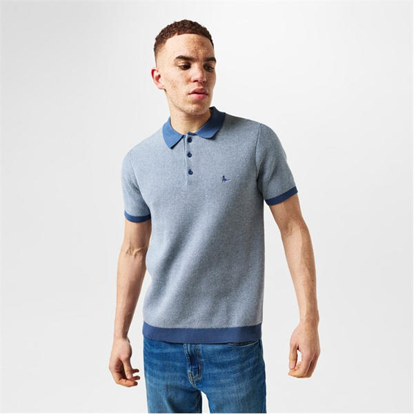 Jack Wills Birdseye Polo Shirt Indigo/Cream