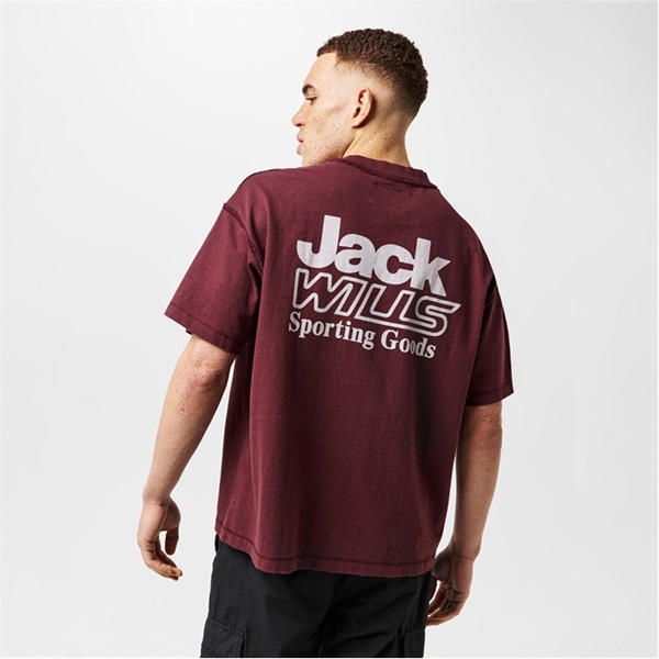 Jack Wills Bold Graphic T Shirt Moltn Chocolate