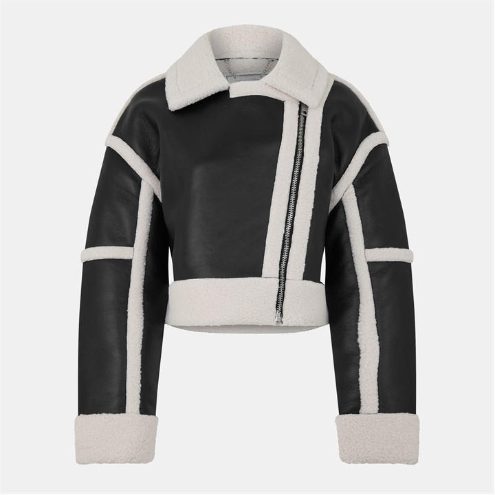 Jack Wills Borg Aviator Jacket Black