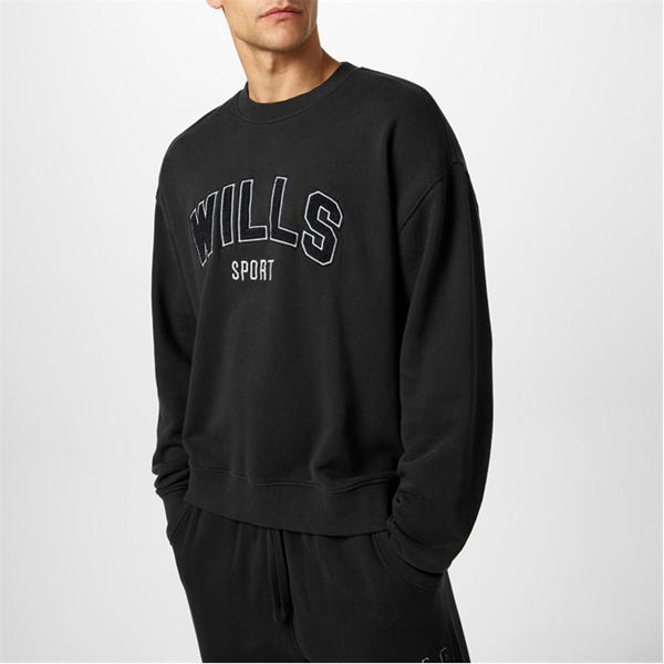 Jack Wills Boucle Graphic Crew Sweatshirt Washed Black