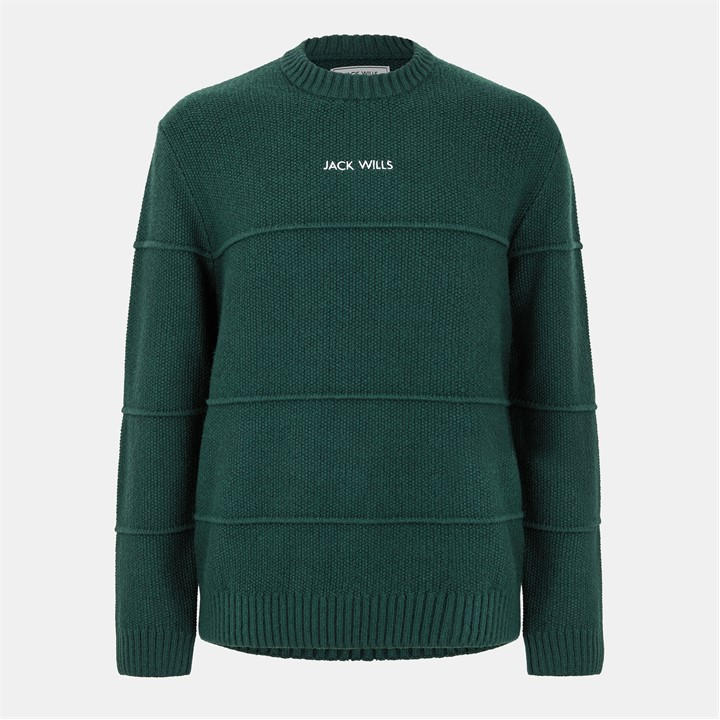 Jack Wills Boucle Knit Crew Sweater Evergreen