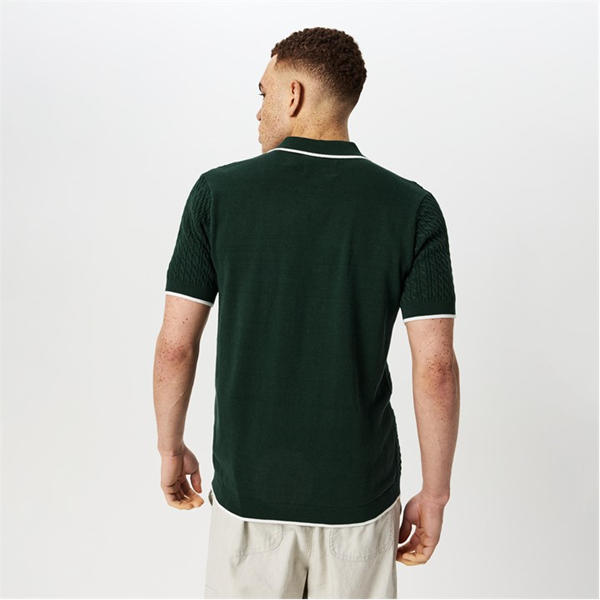 Jack Wills Braid Knit Polo Evergreen