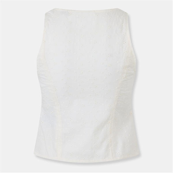 Jack Wills Broderie Corset Top Buttercream