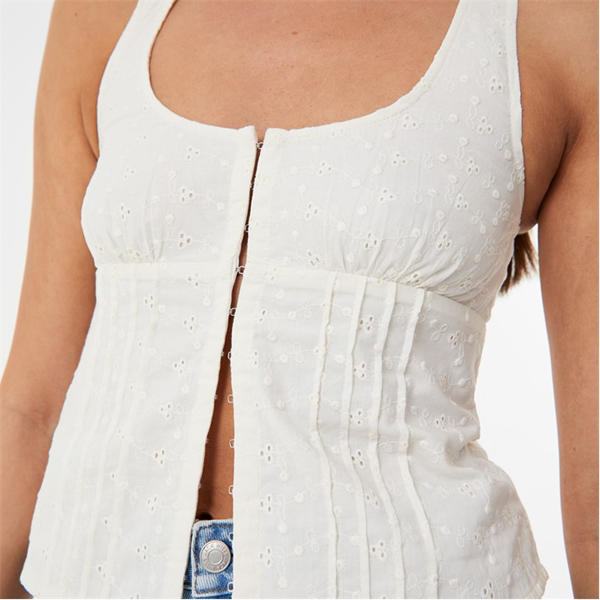 Jack Wills Broderie Corset Top Buttercream