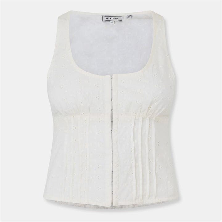 Jack Wills Broderie Corset Top Buttercream