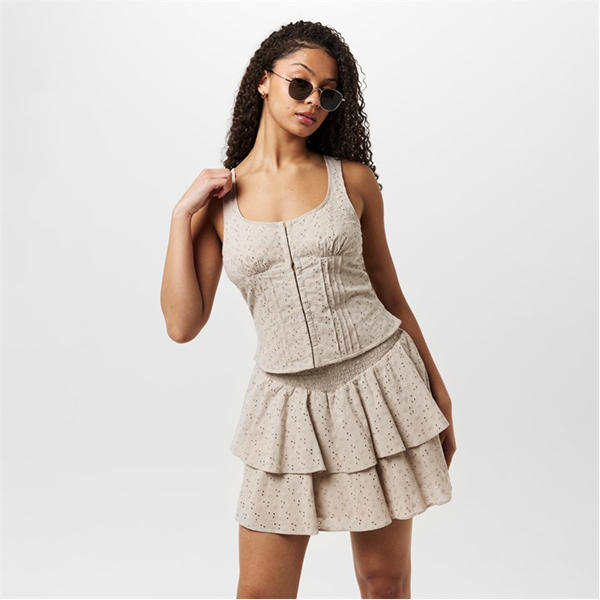 Jack Wills Broderie Corset Top Stone