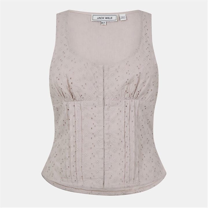 Jack Wills Broderie Corset Top Stone