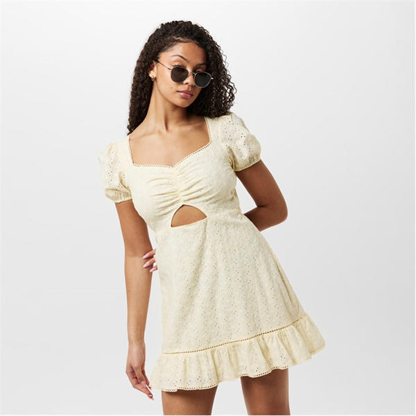 Jack Wills Broderie Mini Dress Buttercream