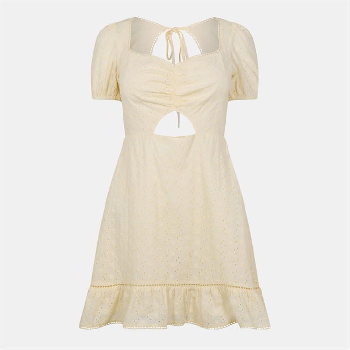 Jack Wills Broderie Mini Dress Buttercream