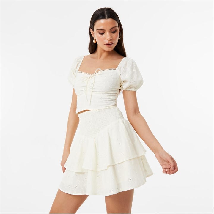 Jack Wills Broderie Prairie Top Buttercream