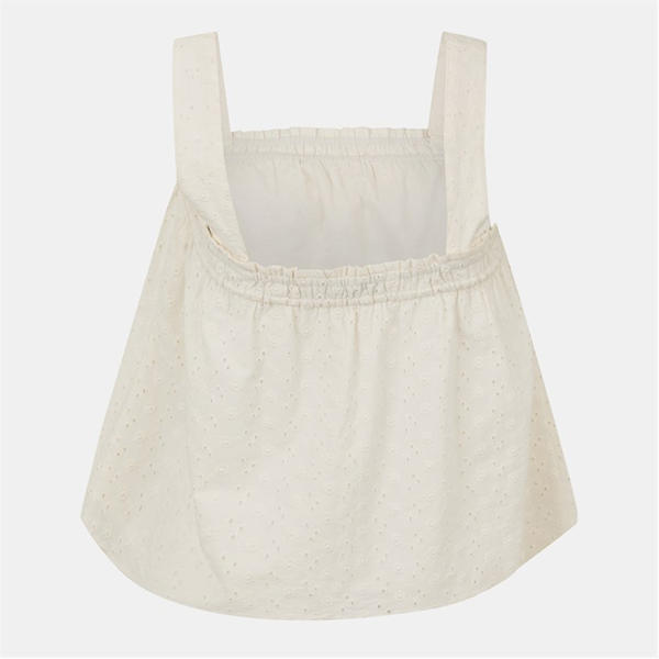 Jack Wills Broderie Shirred Top Vintage White