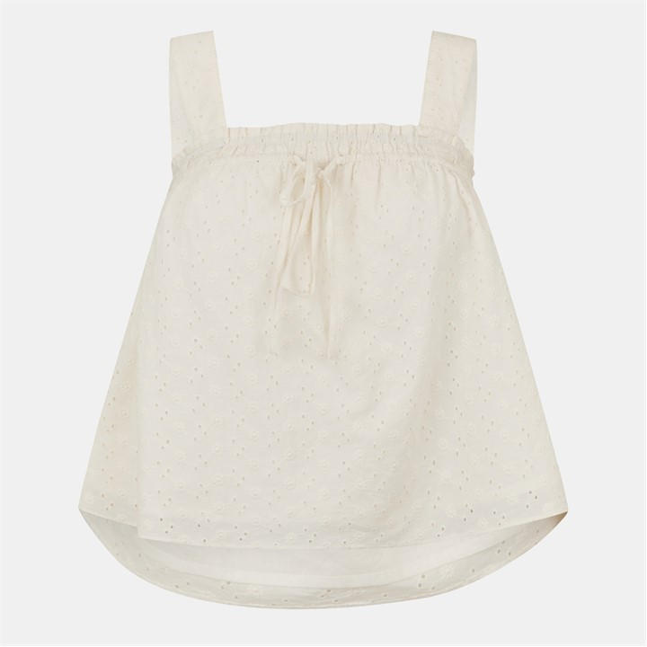 Jack Wills Broderie Shirred Top Vintage White