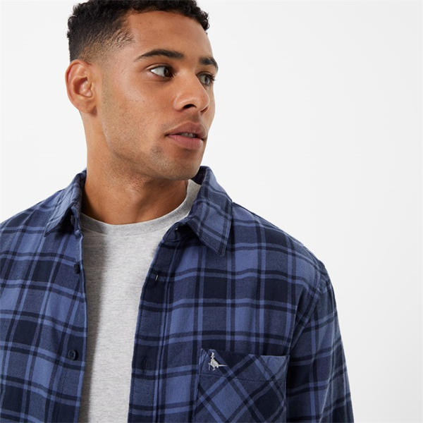 Jack Wills Brush Flannel Check Navy Dble Face