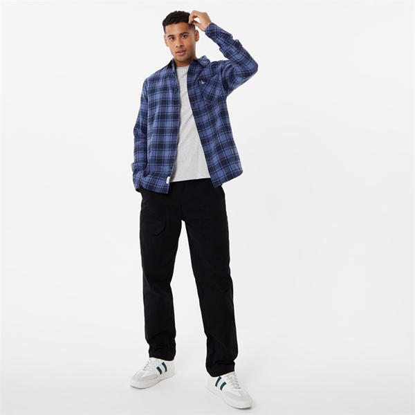 Jack Wills Brush Flannel Check Navy Dble Face