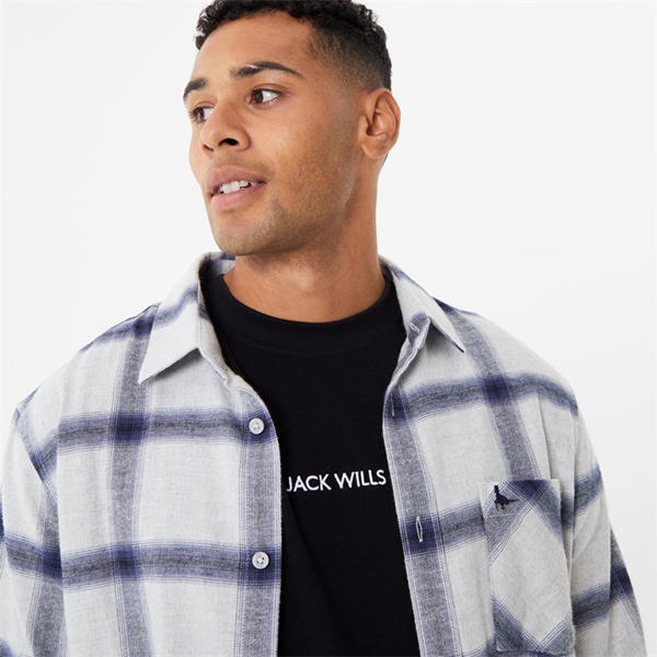 Jack Wills Brushed Check Flannel Grey Marl