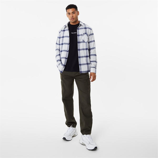 Jack Wills Brushed Check Flannel Grey Marl