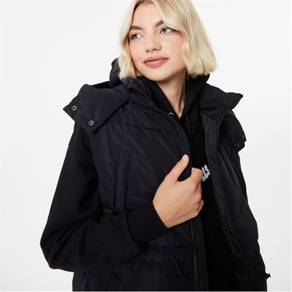 Jack Wills Bungee Waist Padded Gilet Black