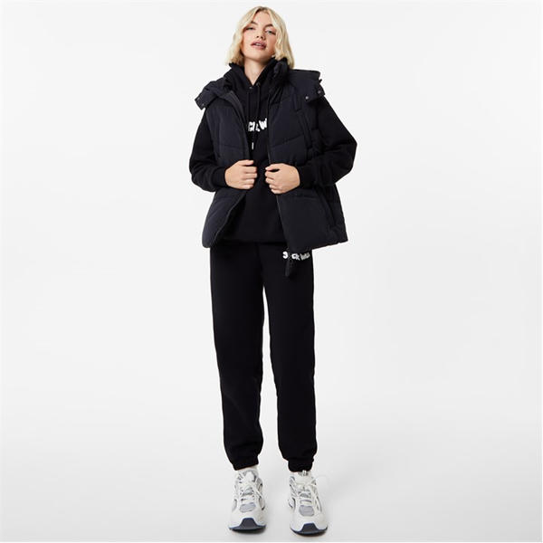 Jack Wills Bungee Waist Padded Gilet Black