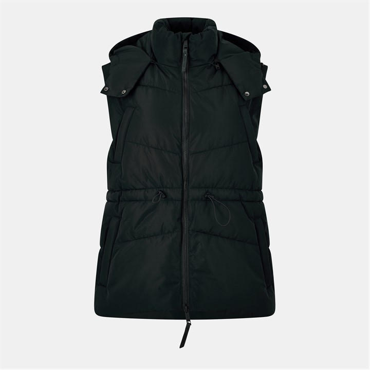 Jack Wills Bungee Waist Padded Gilet Black