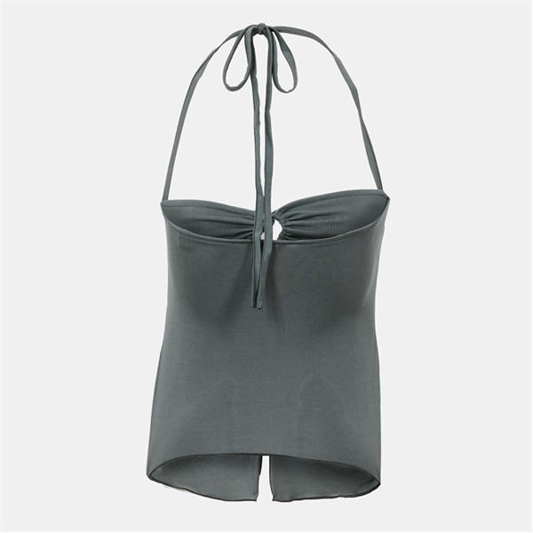 Jack Wills Butterfly Hem Halterneck Top Castor Grey