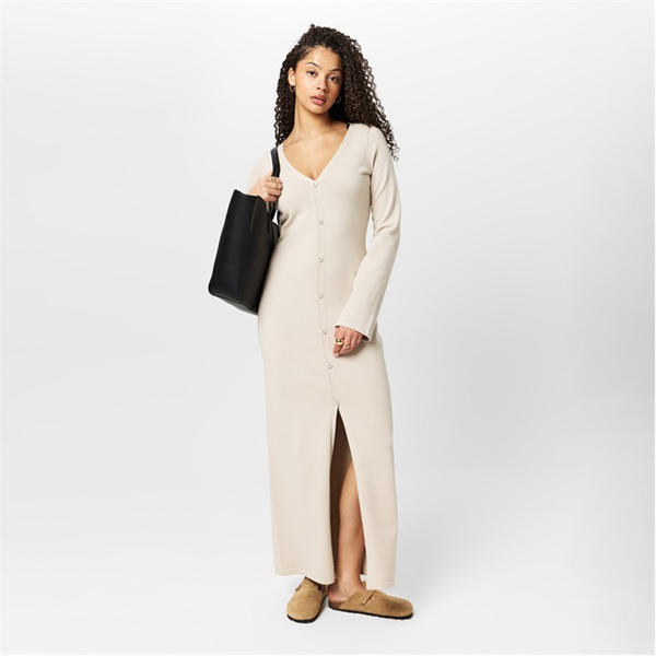 Jack Wills Button Maxi Dress Stone Marl