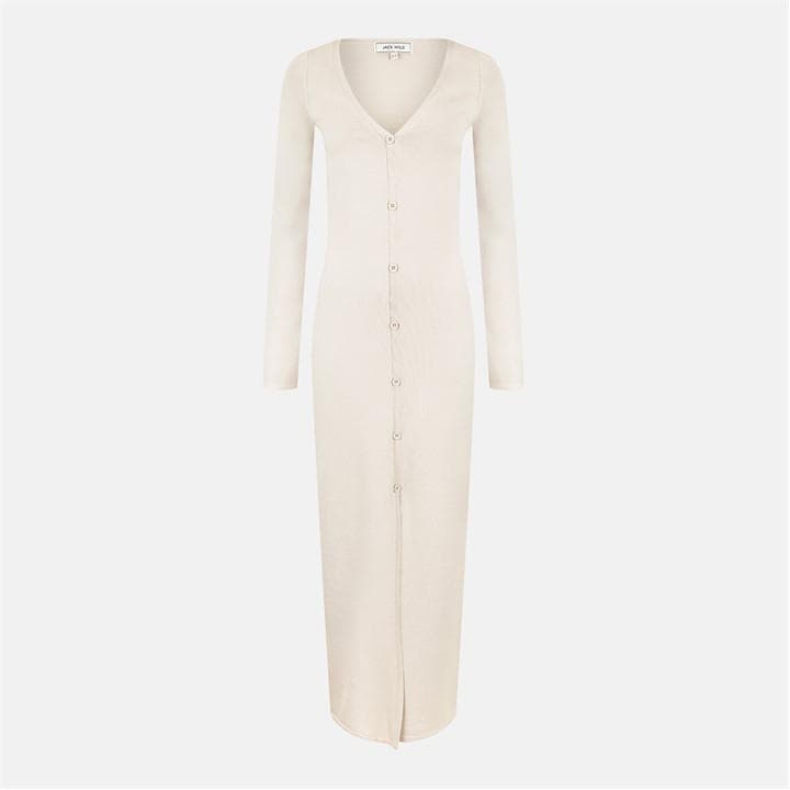 Jack Wills Button Maxi Dress Stone Marl