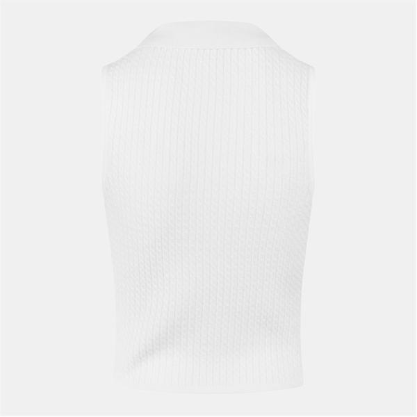 Jack Wills Cable Stitch Polo Vest Vintage White