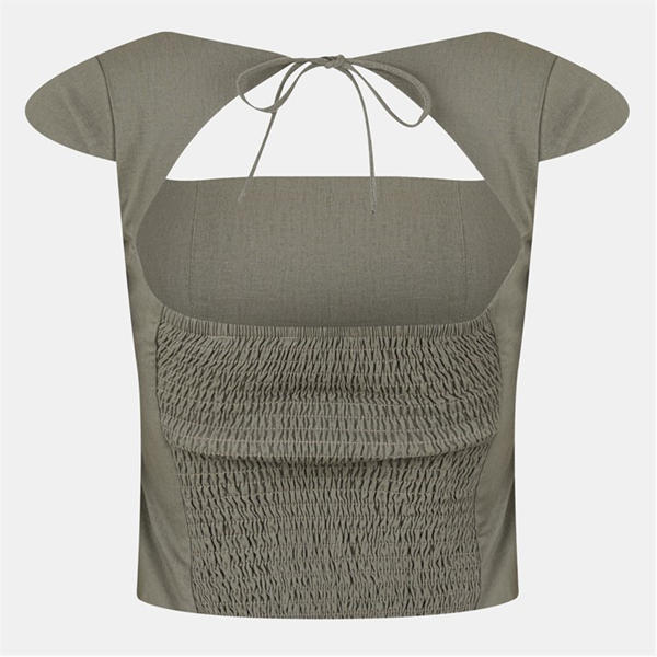 Jack Wills Cap Sleeve Blouse Khaki