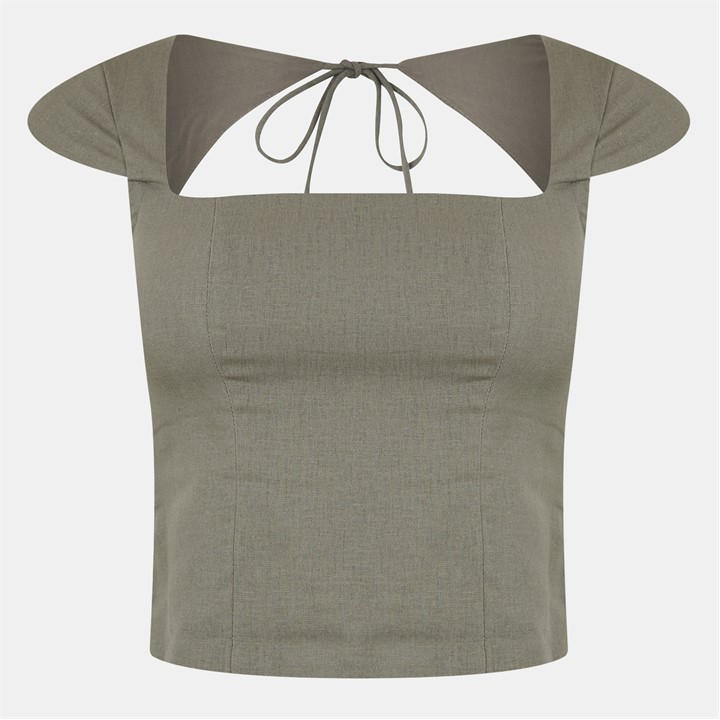 Jack Wills Cap Sleeve Blouse Khaki