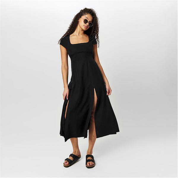 Jack Wills Cap Sleeve Midi Dress Black